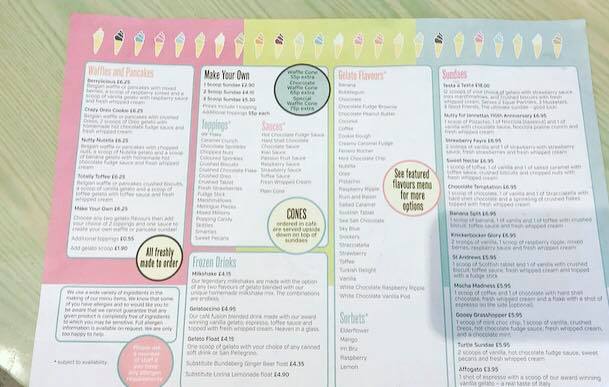ice cream menu